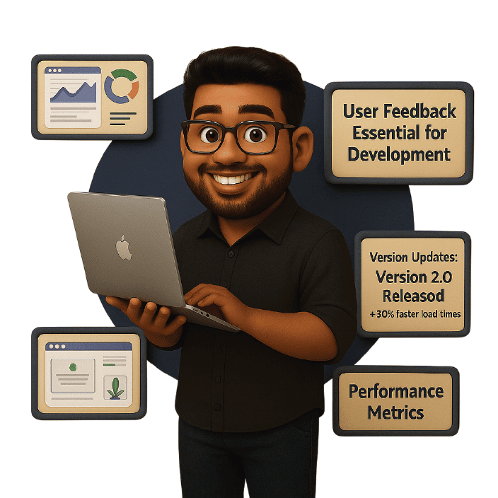 Website development illustration showing digital transformation