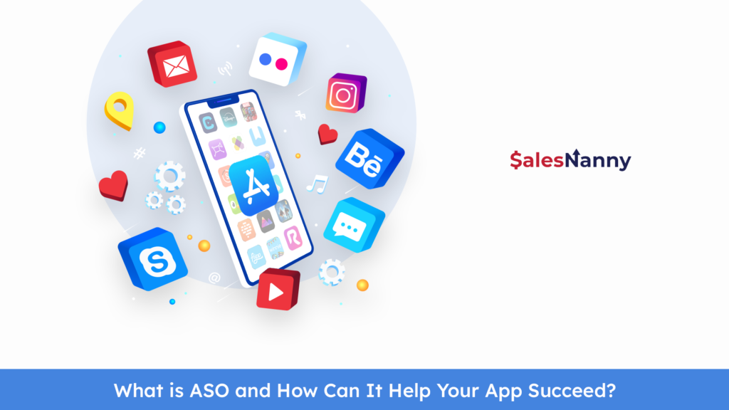 Illustration showing a smartphone with app icons highlighting ASO