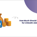 Illustration of a LinkedIn Ads icon with a money bag and coin stacks, representing budgeting for LinkedIn Ads in 2025.
