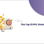 Illustration of PPC elements including coins, a lightbulb, and a search bar, representing the topic: "The Top 10 PPC Strategies for 2025."