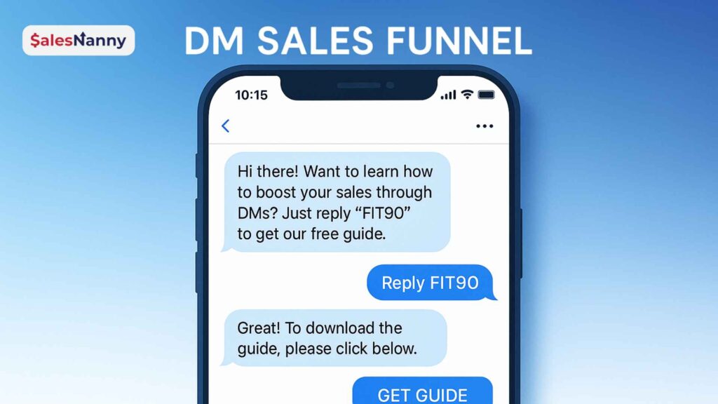 Marketer creating powerful DM funnel using messages and automation tools on smartphone to engage customers effectively.