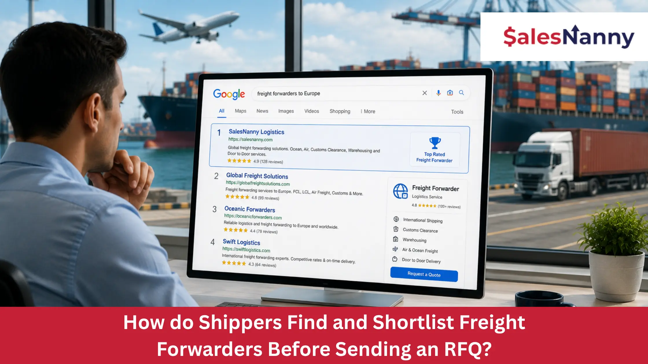 Shippers searching for freight forwarders online before sending an RFQ.